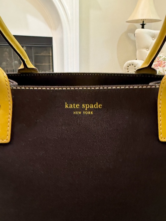 kate spade Handbags - kate spade Brown Tote with Yellow Handles and Trim